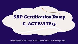 SAP Certification Dump || C_ACTIVATE13 ||