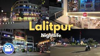 Walking in LALITPUR Main Bazaar Area at Night in Capital City of Nepal