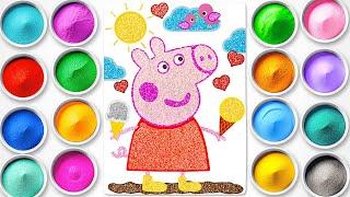 Sand Painting and Sticker Game with Peppa Pig | Learn Colors Activity | Fun Educational Kids Videos