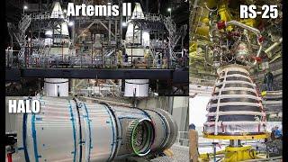 Artemis II Boosters stacked, Gateway HALO nears shipment, first RS-25 restart engine completed