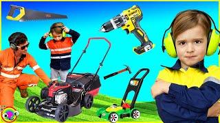 Best Lawn Mower Yardwork Tools Video for Kids | BLiPPi Toys | min min playtime