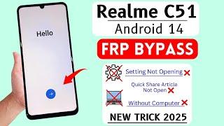 Realme C51 Android 14 Google/FRP Bypass Without Pc 2025 | Realme C51 (RMX3830) Google Account Bypass