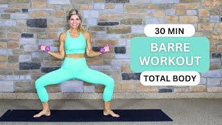 30 Min Barre Workout with Weights (Get Stronger!) | Total Body Low Impact | Yoga 4:13 with Tauni