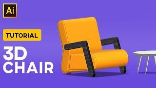 How to make 3D Chair in Illustrator   |  Learn 3D in Illustrator | MAD BOX