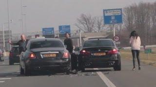 Crash: Audi S5 vs BMW M5 & Rolls Royce Ghost