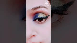 #1min bridal eyemakeup tutorial in hindi#blue golden eyemakeup#howtoapplywingeyeliner#ytshortsvideo