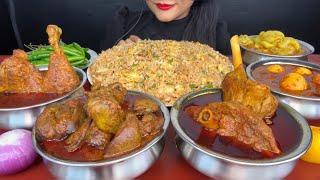 HANDI MUTTON CURRY,HANDI CHICKEN CURRY,MUTTON FAT CURRY,LIVER CURRY,EGG CURRY *ASMR EATING