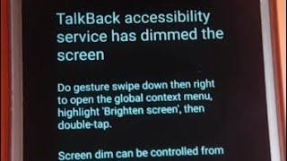 TalkBack accessibility service has dimmed the screen||TalkBack accessibility service enabled