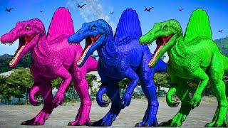 TRex Godzilla vs Spinosaurus Colors vs IRex Godzilla Dinosaur Fighting Jurassic World Evolution IREX