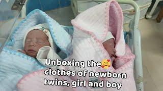 Unboxing the clothes of newborn twins, girl and boy️