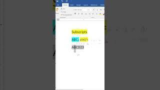 How to insert Subscripts in microsoft word using shortcut keys