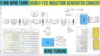 9 MW wind farm using a detailed model of a Doubly-Fed Induction Generator driven by a wind turbine