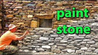 How to Paint natural Stone with Clear Coating Varnish for Protection and Decorative Use. Basement