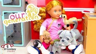 Our Generation Doll Vet Clinic Collection! 18 inch OG Doll, Vet Clinic , 7 Pets Unboxing & Play!