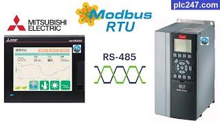 Mitsubishi HMI "Modbus RTU" Danfoss FC302 Tutorial