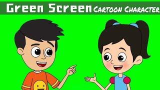 Green Screen Cartoon animation. Green screen girl & Boy Actor.Cartoon Video.Cartoon Maker.