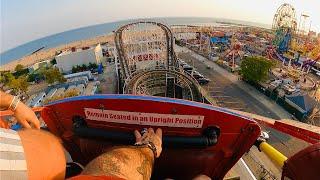 Coney Island Cyclone POV Ultra Wide 4K Front Row 60fps Luna Park Coney Island, NY