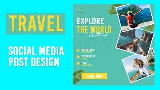 How To Make Travel Agency Poster Design|  Photoshop Flyer Design Tutorial | GFXStudio