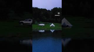 Kanvas çadır kampı. Göl kenarında sisli kamp #kamp #inflatabletent #youtubeshort #youtube #shorts