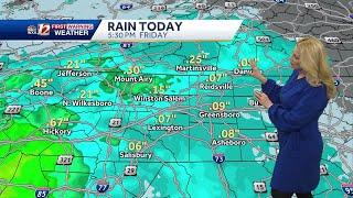 WATCH: Chilly Friday night rain, some sunshine likely Saturday, and weekend warming in North Caro...