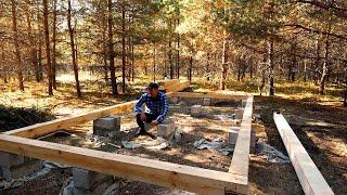 Building a HOUSE in the FOREST without experience - MISTAKES | FOUNDATION BINDING, FLOOR INSULATION