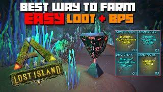 ARK: Lost Island | BEST Way To Farm EASY BPS & LOOT Crate Drops! (New Cave Coords 16.3 - 10.7)