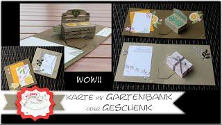 Gartenbank in Karte - Geschenk Pop Up Karte basteln Weihnachtskarte - Geburtstagskarte - Stampin´Up!