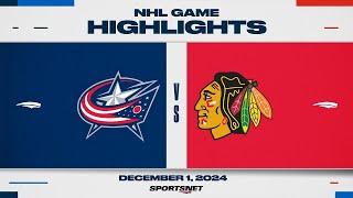 NHL Highlights | Blue Jackets vs. Blackhawks - December 1, 2024