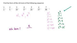 Find the form of the nth term of the sequence 1/2 , 2/5, 3/10, 4/17, 5/26, 6/37, ... (Sequences #4)