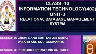 Class-10 Unit-3-RDBMS-Create &Edit table using design view and sql query