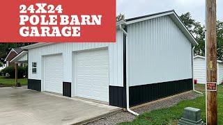 24x24 Pole Barn (2 car garage) with 29 gauge Metal