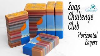 Cold process soap making, Soap Challenge Club 2023, horizontal straight layers