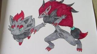 How to draw Pokemon: No.570 Zorua, No.571 Zoroark