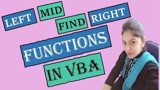 Find Function in VBA | LEFT | RIGHT | MID | Important Functions in VBA | VBA Tutorial