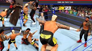 WWE 2K23 | Solo Sikoa vs jimmy Usos Team | Handicap Match | One On Two Tag At Mixed Match Gameplay.