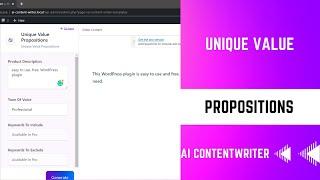 How to Create Unique Value Propositions using WP AI Content Writer