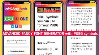 fancy text generator with 500 +PUBG symbols [ADVANCED] script for blogger.