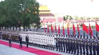 PM Lee inspecting the guard of honour in Beijing