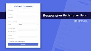 How to Create Responsive Registration Form in HTML & CSS | Responsive Registration Form in HTML CSS