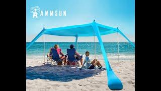 AMMSUN Beach Tent Sun Shelter with UPF50+ Protection with 4 Sandbags, Sand Shovels