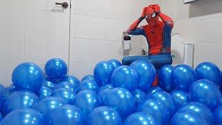 Spider Man Popping Balloons İn Mansion! ( Balloon Prank , Spider-Man In Real Life , Nerf Gun War )