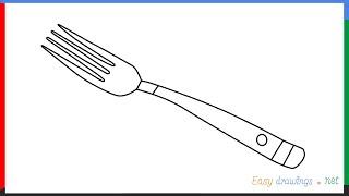 how to draw a fork step by step for beginners