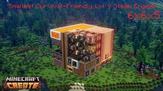 Minecraft Create Mod | Smallest Self-Sufficient Lvl 9 Steam Engine Tutorial