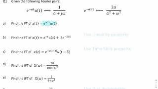 Fourier Transform properties : examples
