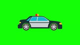 Police car cartoon green screen