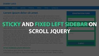 Sticky And Fixed Left Sidebar On Scroll Jquery