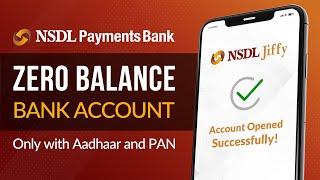 NSDL Payments Bank - Zero Balance Bank Account Opening online | Free Virtual Debit Card | NSDL Jiffy