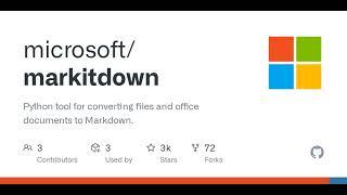 GitHub - microsoft/markitdown: Python tool for converting files and office documents to Markdown.