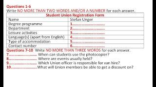 Student Union Registration Form (Without Example )