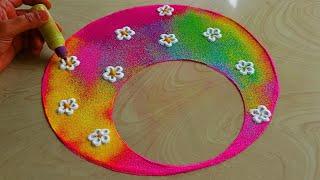 #1903 Satisfying video | Navratri rangoli design | kolam for Diwali | sand art color